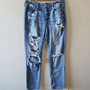 American Eagle Outfitters Size 12 Distressed Style Blue Skinny Jeans